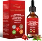 60ML Berberine with Ceylon Cinnamon Supplement Liquid Drops + Bitter Melon Extract, Glucomannan, Gymnema, Chromium, Turmeric, Panax Ginseng, Moringa GLP-1 Support - Image 2
