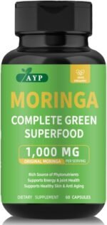 AYP Organic Moringa Capsules - Complete Green Superfood Dietary Supplement with 1000mg Moringa Oleifera Leaf Extract per Serving - Rich in Antioxidants, Vitamins, Minerals - 60 Capsules - Image 2