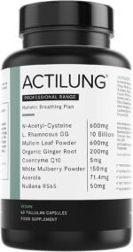ActiLung – Natural Lung Support Supplement | NAC, Mullein Leaf & Ginger for Mucus Clearance, Respiratory Health & Lung Detox | Probiotics & Vitamin C for Immune Support | 60 Capsules - Image 2