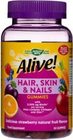 Alive! Hair, Skin & Nails Supplement | Contains 2,500mcg of Biotin | 60 Gummies (1 Month Supply) | Delicious Multivitamin Gummies to Nourish Your Hair, Skin & Nails. - Image 2