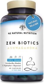 Ashwagandha Capsules. Cortisol Reducing Supplements. with Probiotics, Magnesium and Tryptophan. with Rhodiola for Relaxation and Tranquility + Sleep Aid. 60 Capsules. N2 Natural Nutrition - Image 2