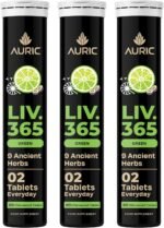Auric Liver Detox Effervescent, Plant Based Liver Support Supplement, Silymarin, Turmeric with 9 More Ayurvedic Herbs, Clinically Researched, Drop, Dissolve, Fizz, Drink, Pack of 60 Veg Tablets - Image 2