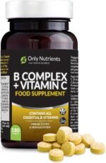 B Complex + Vitamin C Tablets Supplement, Comprehensive Vitamin B Complex, High-Strength Energy, Nervous & Immune System Support with Biotin, 180 Multivitamin Tablets for Women/Men - Image 2