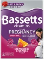 Bassetts Vitamins Pregnancy+ Omega-3 DHA Multivitamins & Multiminerals Strawberry & Orange Flavour 30 Gummy Pastilles - Image 2