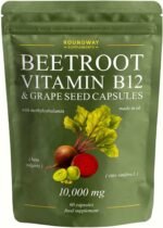 Beetroot Capsules with Vitamin B12 & Grape Seed Extract for Energy & Immunity + Nitric Oxide | High Strength 9000mg Beetroot, 1000mcg Methylcobalamin | 60 Capsules (2 Months) by Roundway Supplements - Image 2