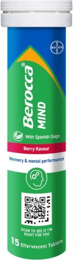 Berocca Mind Effervescent Tablets Including B Vitamins, with Spanish Sage to Support Memory and Mental Performance - 15 Tablets - Berry Flavour - Image 2