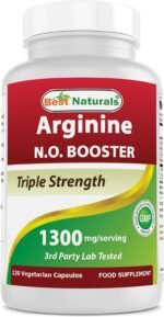 Best Naturals L-Arginine NO Booster Triple Strength 1300 mg Serving 120 Veg Capsules - Image 2