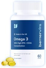 Bettervits Omega 3 Capsules High Strength - 33% EPA & 22% DHA | Omega 3 Fish Oil Nutritional Supplements - Supports Overall Well-Being: Heart, Eye, Skin & Bone Health | 60 Easy-to-Swallow Capsules - Image 2