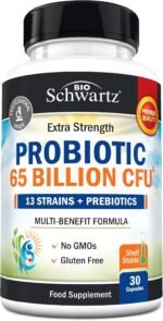 BioSchwartz Probiotic 65 Billion - Probiotics with Prebiotic for Women & Men - Lactobacillus Acidophilus Digestive Health Capsules - Targeted Release Technology - Shelf Stable Supplement Non-GMO -30ct - Image 2