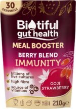 Biotiful Gut Health 7 in 1 Meal Booster – 34 Billion CFU Probiotics + Prebiotics | Immunity, Energy & Digestion Support | Vegan, Gluten-Free Superfood Powder | 210g – Strawberry & Goji Berry - Image 2