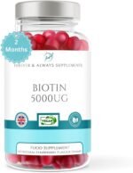 Biotin 5000ug Hair, Skin & Nail Vitamin Gummy | 60 x Vegan Strawberry Flavoured chewable Gummies for Men & Women | Beard, Hair, Skin & Nail Supplement - Image 2