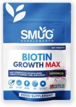 Biotin Hair Growth MAX 12000 mcg British Made by SMUG Supplements - 365 Micro Tablets - One Year Supply - Vegan Hair, Nail and Skin Vitamin Support - Suitable for Men and Women - Image 2