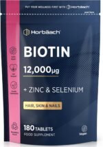 Biotin Hair Growth Tablets 12000mcg | 180 Count | High Strength Complex with Biotin (VIT B7), Zinc and Selenium | Hair Growth, Skin & Nail Vegan Supplement | by Horbaach - Image 2