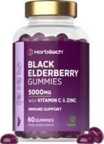 Black Elderberry Gummies 5000mg with Vitamin C & Zinc | High Strength Elderberry Fruit Extract | 60 Vegan Blackcurrant Flavoured Gummies | Suitable for Men & Women | Tablet Alternative | by Horbaach - Image 2