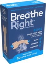 Breathe Right Original Tan, Beige Large 30 Pieces, Nasal Strips for Snoring, Nose Strips for Breathing, Blocked Nose Relief, Drug-free Snoring Aid for Men and Women, Packaging may vary - Image 2
