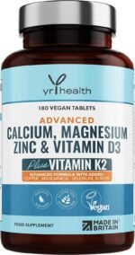 Calcium, Magnesium, Zinc and Vitamin D Plus Vitamin K2 MK-7 Tablets - Osteo Supplement - 180 Vegan Tablets not Capsules - Made in The UK by YrHealth - Image 2