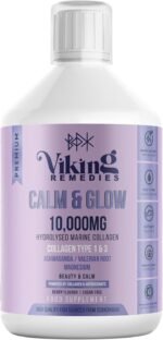 Calm & Glow – Marine Collagen Liquid 10,000mg with Ashwagandha, Valerian Root & Magnesium – Skin, Hair & Nail Support + Relaxation – Sugar-Free, Berry Flavour, 500ml - Image 2