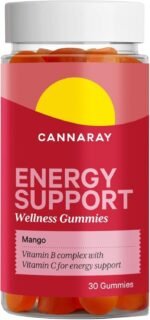 Cannaray Energy Support Gummies – 30 Count | Mango Flavour | with Vitamin B5, B6, B12 & Vitamin C for Energy | Vitamin D3 for Immune Support - Image 2