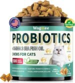 Cat Probiotics Tasty Chews –500 Chews Crunchy & Creamy Texture, Fish Oil Omega-3 Skin & Coat Health Digestive & Gut Support, Constipation Supports, Healthy Stool, Chicken Krill Flavor - Image 2