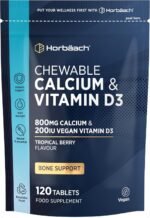 Chewable Calcium and Vitamin D Tablets | 800mg Calcium & 200iu Vitamin D3 | Vegan Supplement | 120 Tablets - Tropical Berry Flavour | by Horbaach - Image 2