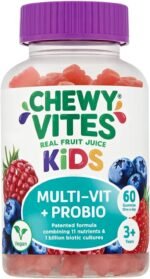 Chewy Vites Kids Multi-Vit + Probio, 60 Kids Vitamins Gummies, 11 Essential Nutrients, Probiotics for Children, 2 Months Supply, Real Fruit Juice, Vegan, Age 3 +, Blueberry and Raspberry Flavour - Image 2