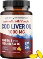 Cod Liver Oil Softgels 1000MG | Omega 3 + Vitamin A & D3 | Wild Caught Cod Liver Oil, Icelandic Sourced & Molecularly Distilled | EPA DHA Omega 3 Supplement for Bone, Eye & Immune Health | 60 Ct - Image 2