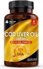 Cod Liver Oil Softgels 1000mg - 180 Cod Liver Soft gels High Strength Softgels- Cod Liver Oil Rich in Omega 3 EPA DHA Fatty Acids + Vitamins A & D, High Strength Fish Oil - UK Made, by New Leaf - Image 2