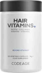 Codeage Hair Vitamins 10000 mcg Biotin, Keratin, Collagen, Vitamin A, B12, C, D3, E, Zinc, Turmeric, Probiotics, Enzymes - Hair Care Support - Healthy Hair Supplement Pills - 120 Capsules - Image 2