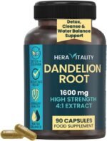 Dandelion Root Capsules 1600mg 4:1 Extract – High Strength Vegan Supplement | Detox, Cleanse & Water Balance Support | Made in UK by HERA VITALITY (90 Capsules) - Image 2