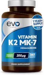 EVO NUTRITION Vitamin K2 MK-7 200mcg | 365 Vegetarian and Vegan Tablets (not Capsules) | 1-A-Day | Supports Maintenance of Normal Bones | One Years Supply of High Strength Vitamin K2 Menaquinone MK7 - Image 2
