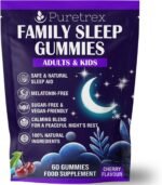 Family Sleep Natural Sleep Aid for Adults & Kids with Herbal Blend, Sugar-Free Vegan Melatonin-Free Calming Cherry Flavour Gummies, 60 Gummies - Image 2