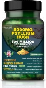 Fibre Supplement 5000mg Psyllium Husk with 500 Million Multi-Strain Probiotic - High Strength - Natural Soluble Fiber Supplement Plantago Ovata Seeds 2 Month Supply Psyllium Husks Capsules Vegan, UK - Image 2