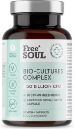 Free Soul 50 Billion CFU Pro Bio Cultures Complex with 16 Live Strains | Advanced Single Capsule Serving with Multi Strain Formula | Vegan Digestive Enzyme Supplement for Gut Health | 30 Capsules - Image 2
