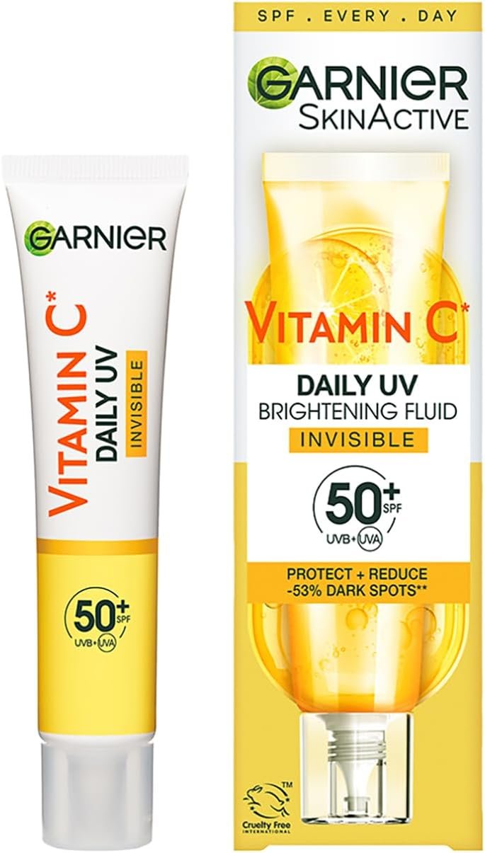 Garnier Vitamin C Daily UV, Invisible Brightening Fluid, SPF50+, Prevents + Corrects Sun Damages, Face & Neck, For all skin types, Cruelty Free, Vegan, 40ml - Image 2