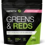 Genetic Supplements Super Greens Powder - 32 Superfoods Powder, Vitamin & Mineral Formula, Vegan Friendly, Strawberry & Kiwi, 33 Servings, 500g - Image 2