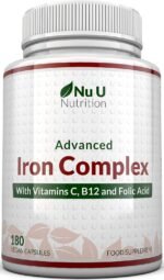 Gentle Iron Supplement for Women & Men - 180 High Strength Vegan Capsules - with Vitamin C, B12 & Folic Acid - 6 Month Supply - from Ferrous Fumarate - Made in The UK - Nu U Nutrition - Image 2