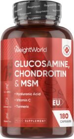 Glucosamine and Chondroitin Supplement - 180 Capsules - Up to 6 Months Supply - with Hyaluronic Acid, MSM, Vitamin C & Turmeric - Gluten-Free & Non-GMO Glucosamine & Chondroitin Complex - Image 2