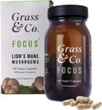 Grass & Co. Lion's Mane Mushroom 600mg Capsules with Vitamin D, Vegan Omega 3, Vitamin B12 & Ginseng | Focus | Supports Cognitive Health | 60 Capsules, 30 Servings - Image 2