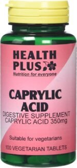 Health Plus Caprylic Acid 350mg Digestive Health Supplement - 100 Tablets - Image 2
