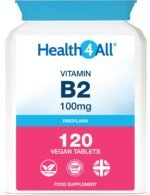 Health4All Vitamin B2 Riboflavin 100mg 120 Tablets - Energy, Stress and Migraine Support, Contributes to Reduction of Tiredness & Fatigue, Vegan, Gluten-Free Vitamin B2 100mg Supplement | Made in UK - Image 2
