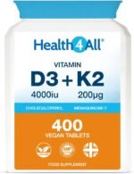 Health4All Vitamin D3 4000iu & Vitamin K2 200ug (Natural MK7) 400 Tablets (1+ Year Supply) Vegan Vitamin D3 K2 Supplement, High Strength MK-7 from Natto, Made in The UK - Image 2