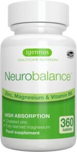 Igennus Neurobalance, High Absorption Zinc Picolinate 24mg, Magnesium & B6 for Adults & Kids, Clean Label, Brain Function, Sleep Aid, Muscle Recovery, Chelated, Vegan, 360 Tablets, 90-360 Servings - Image 2