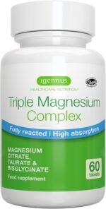 Igennus Superior Triple Magnesium Complex, 30 Servings, 2000mg Glycinate, Citrate & Taurate, Clean Label & Chelated, 262mg Elemental, No Magnesium Oxide, Vegan, 60 Tablets for Women & Men - Image 2