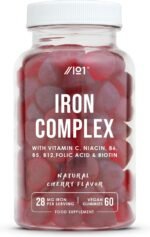 Iron 28mg Gummies with Vitamin C, Niacin, Vitamin B6, B5, B12, Folic Acid & Biotin – 60 Vegan Gummies – Tapioca Base – Cherry Flavour – by Alpha01 - Image 2