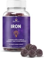 Iron Gummies Supplement with Vitamin C, A, Vitamins B Complex, Folate, Multivitamins for Women, Kids & Adults - Supports Energy, No After Taste, Vegan Supplements - Grape Flavor (60 Ct) - Image 2