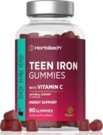 Iron Gummies for Teens with Vitamin C | 90 Count | Cherry Flavour Tablet Alternative for Teens 13+ | 14mg Iron with 40mg of Vitamin C for Absorption | Energy Support | Vegan | by Horbaach - Image 2