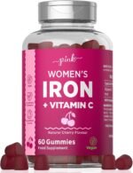 Iron Gummies for Women | 100% NRV Supplement with Vitamin C | High Strength 14mg Iron | Natural Cherry Flavour | Vegan 60 Gummies | PINK - Image 2