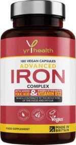 Iron Supplement, 20mg Maximum Strength Anti Fatigue Complex - 180 Vegan Capsules not Iron Tablets for Men & Women with Vitamin B12, Folic Acid, Vitamin C, B6, Zinc, Copper - Made in The UK by YrHealth - Image 2