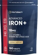 Iron Tablets High Strength 18mg | Energy Tablets with Vitamin C, B12 & Folic Acid | 180 Count | 6 Months Supply & Vegan | Ferrous Fumarate Supplement for Men & Women | by Horbaach - Image 2