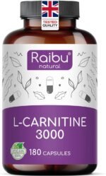 L-Carnitine 3000-180 High-Strength Capsules - L-Carnitine Tartrate 3000mg per Daily Dose - Energy & Metabolism Support - Vegan, Natural & Laboratory Tested - Raibu - Image 2